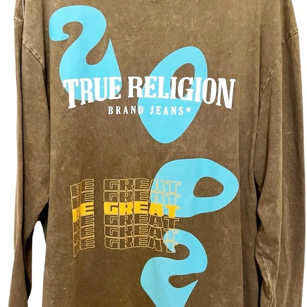 True Religion x Kida the Great Long Sleeve Burnout Green T Shirt Men’s Size L